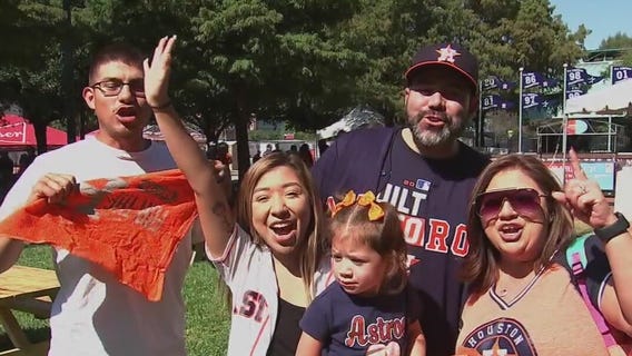 Fans cheering on the Astros during ALDS Game 1 against Chicago White Sox