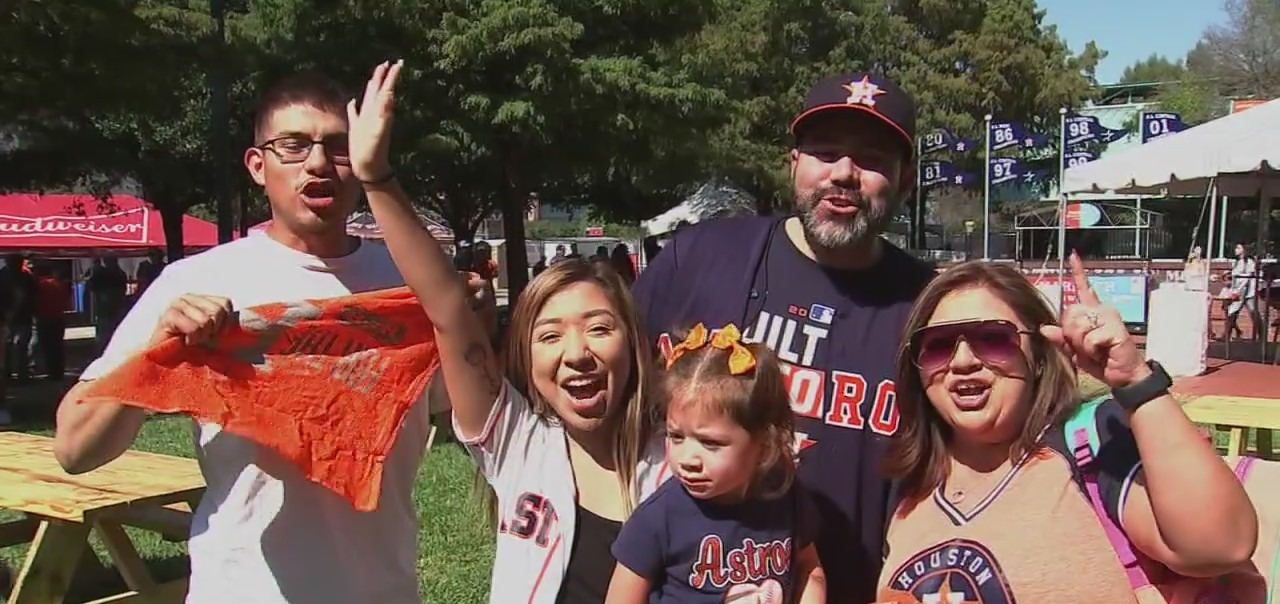 Fans cheering on the Astros during ALDS Game 1 against Chicago White Sox
