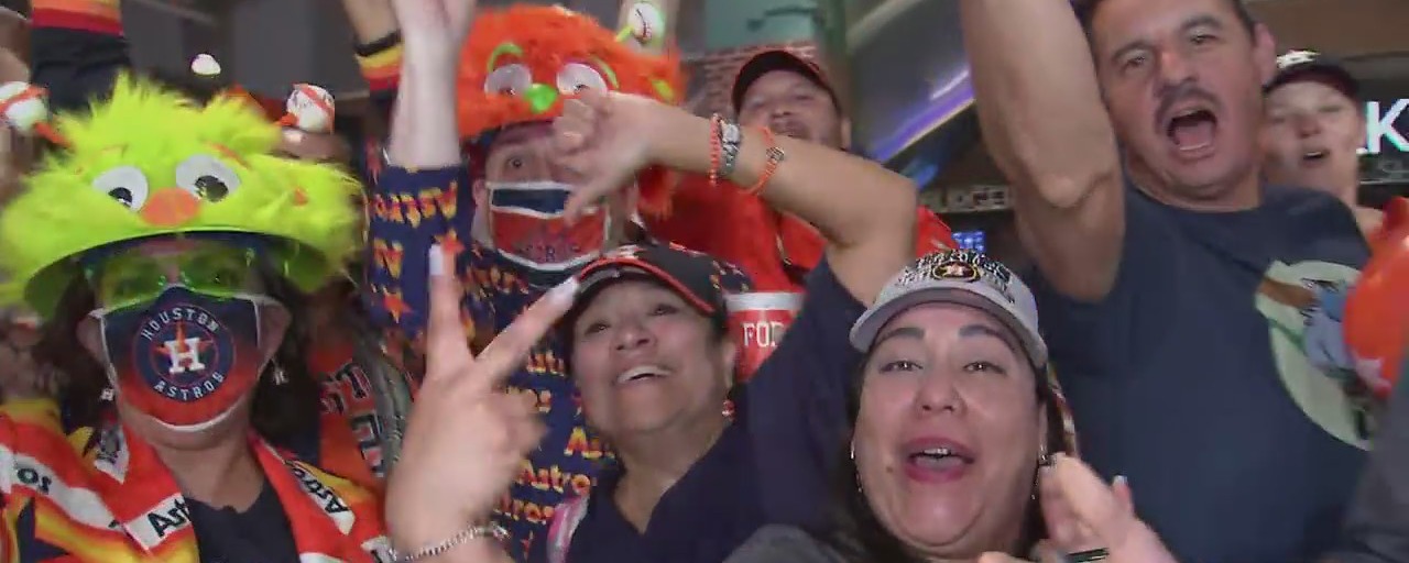 Astros fans cheering an electrifying comeback in Game 2 of the World Series