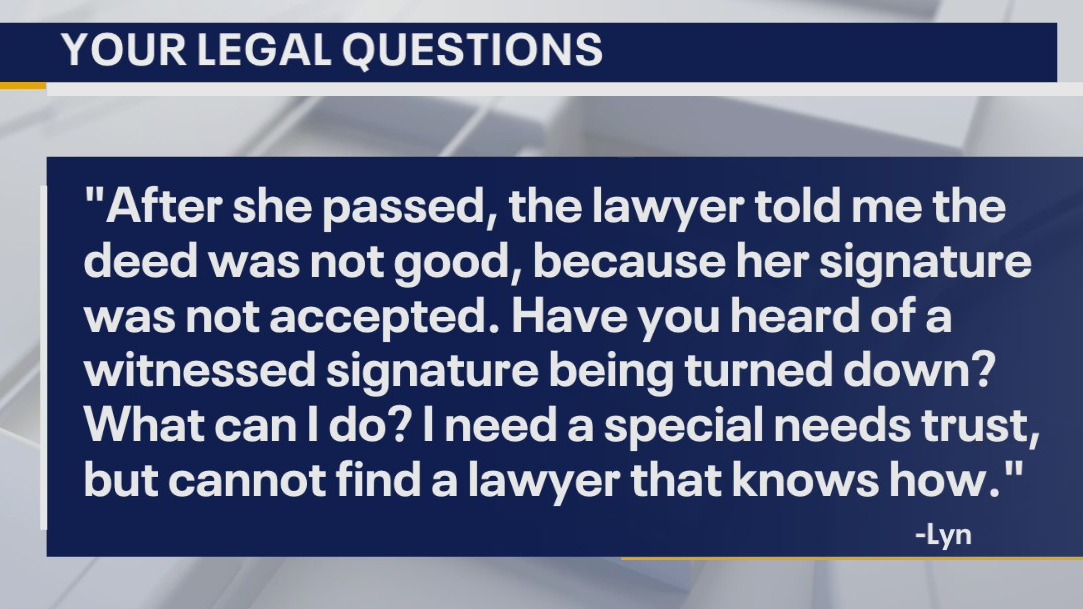 Your Legal Questions: Settlement; deed signature; inherited property
