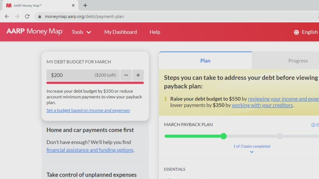 AARP Money Map offers ways (not just for senior citizens) to navigate budgets, bills, and debt