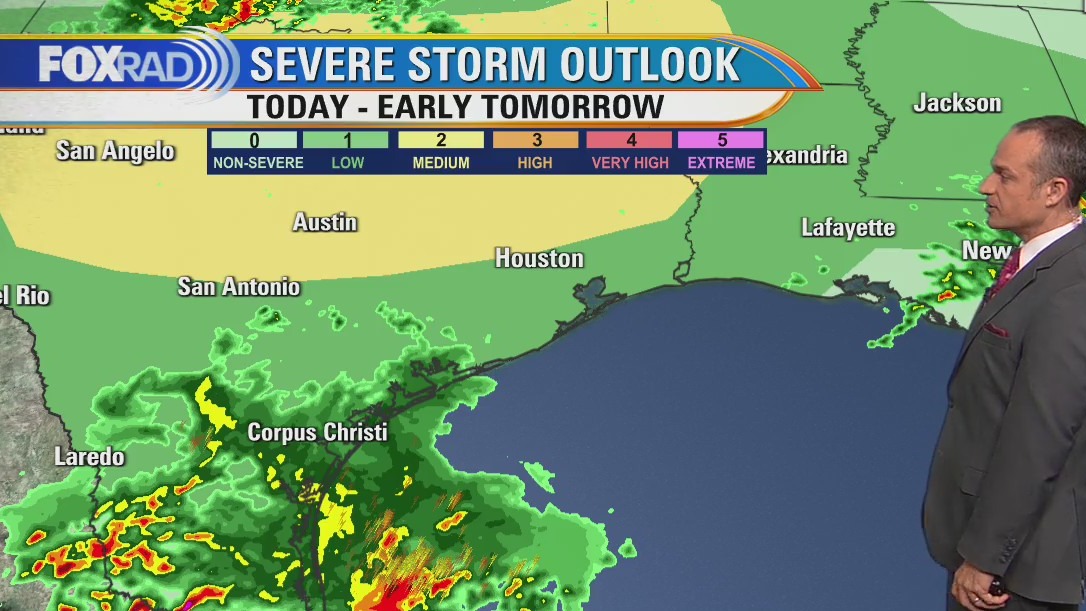 Scattered showers and storms possible on Tuesday