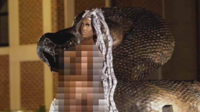 Florida A&M graduate poses naked in front of university statue