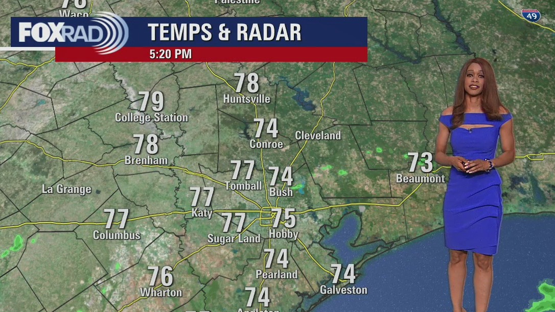 Mostly dry Wednesday evening with temps in the 70s