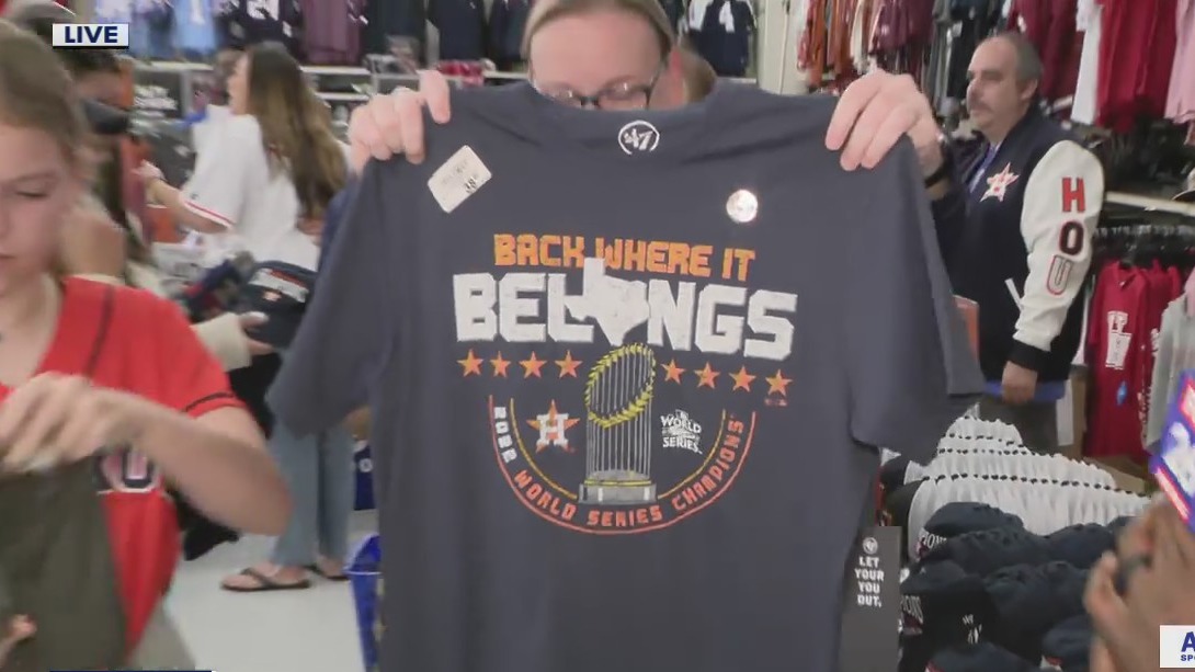 Houston Astros fans line up outside Academy to buy World Series gear