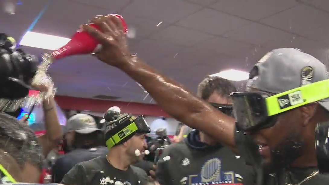 Houston Astros celebrate World Series win in the locker room