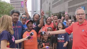 Family show up early for Houston Astros victory parade