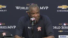 Dusty Baker takes the podium after Houston Astros World Series win