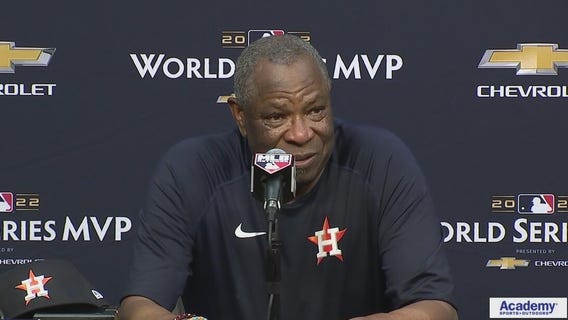 Dusty Baker takes the podium after Houston Astros World Series win