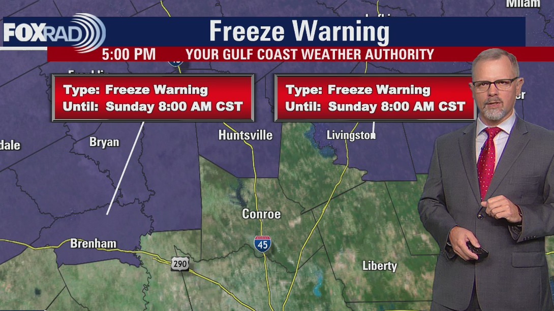 Temps in the lower 60s, freeze warning for Saturday evening