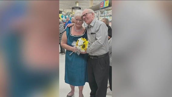 Couple in their 70s get married at grocery store where they first met