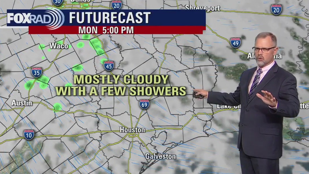 Mostly cloudy in the 60s Sunday afternoon with few showers