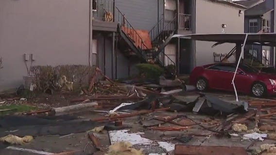 Apartment building in Pasadena suffers tornado damage, strong winds