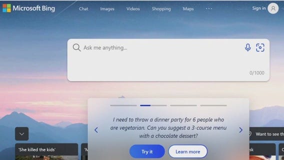 Bing enhanced with artificial intelligence