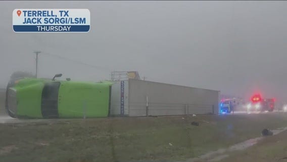 Severe weather hits Texas, several cars crushed, 18-wheelers flipped