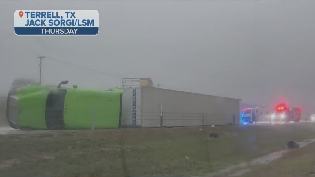 Severe weather hits Texas, several cars crushed, 18-wheelers flipped
