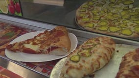 Pickle Pizza on a Stick from Swain's Pizza on a Stick at Houston Livestock Show and Rodeo