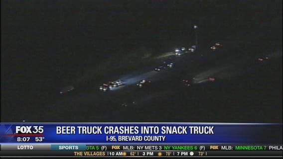 Beer, potato chip truck crash