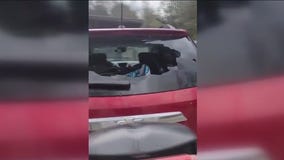 Large chunks of hail damage car in Dallas-Fort Worth area