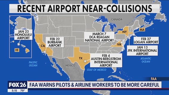 FAA warns pilots, airline workers to be more careful after recent near disasters