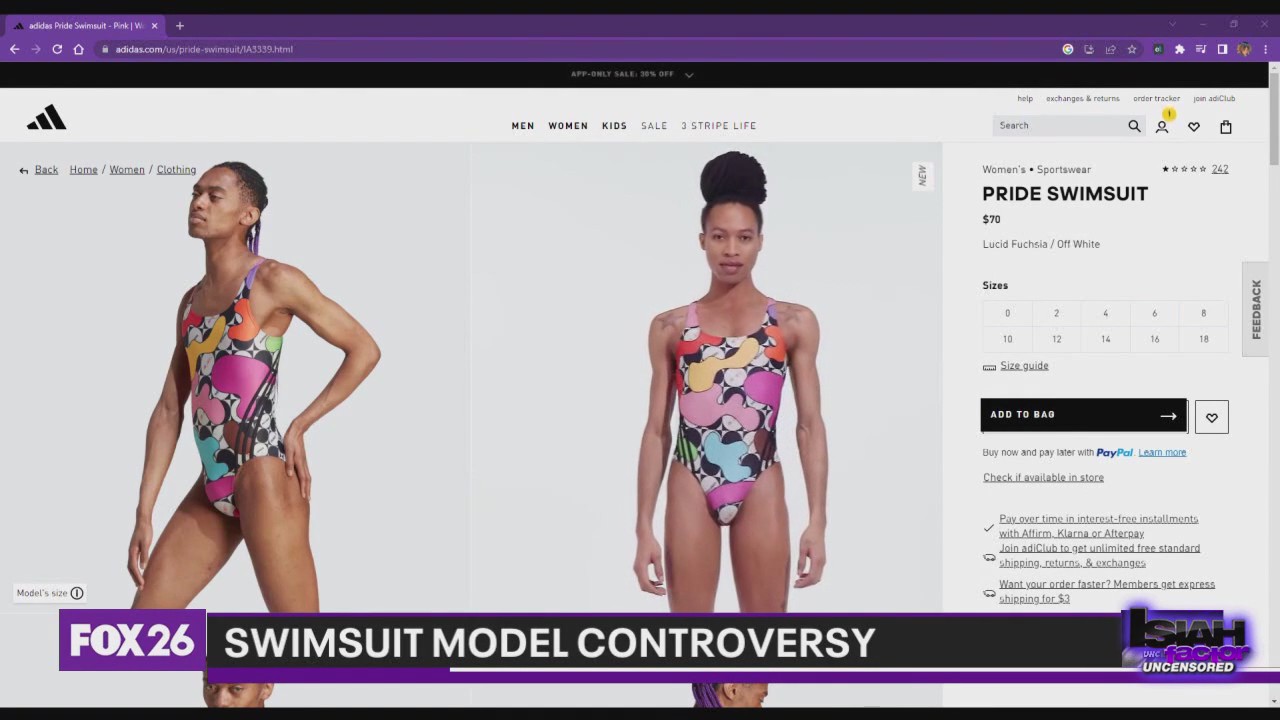 Adidas criticized for using non-biological female model for swimsuit line