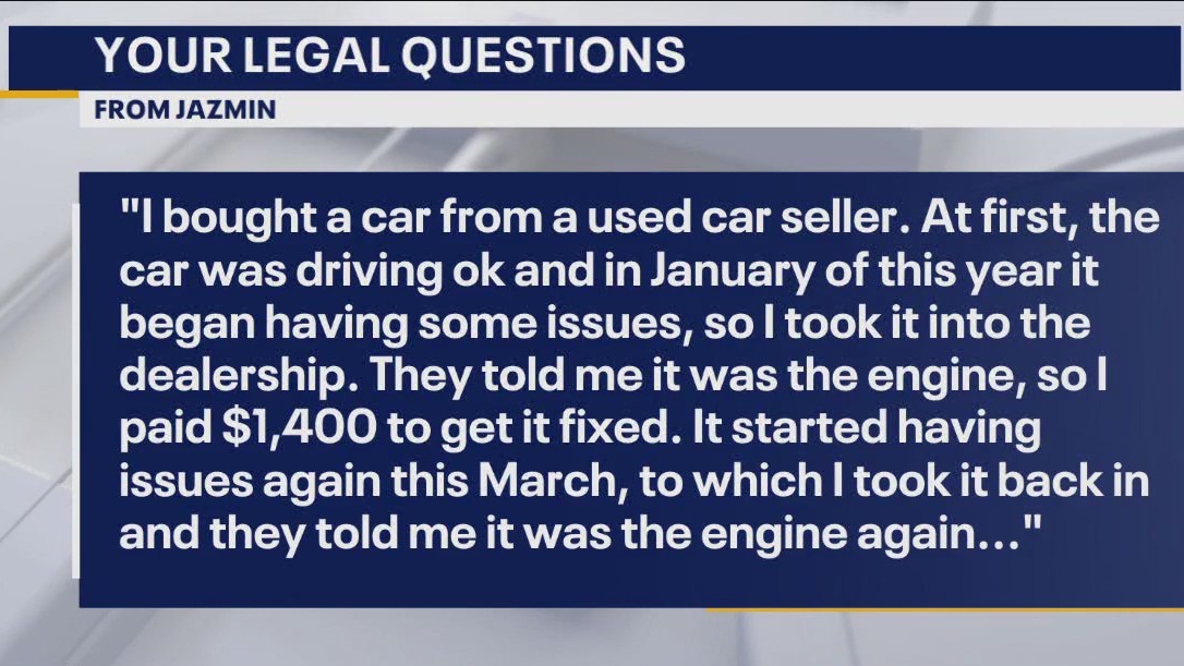 Your Legal Questions: Used car issues; removing mobile home from property