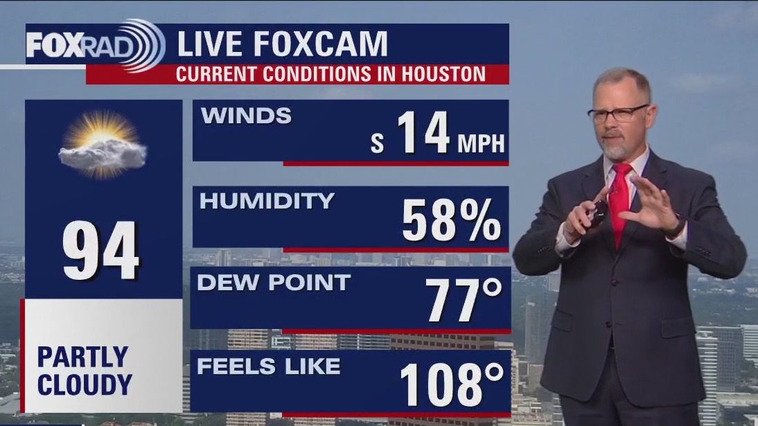 Houston weather: Partly cloudy, very hot Thursday evening close to 100s