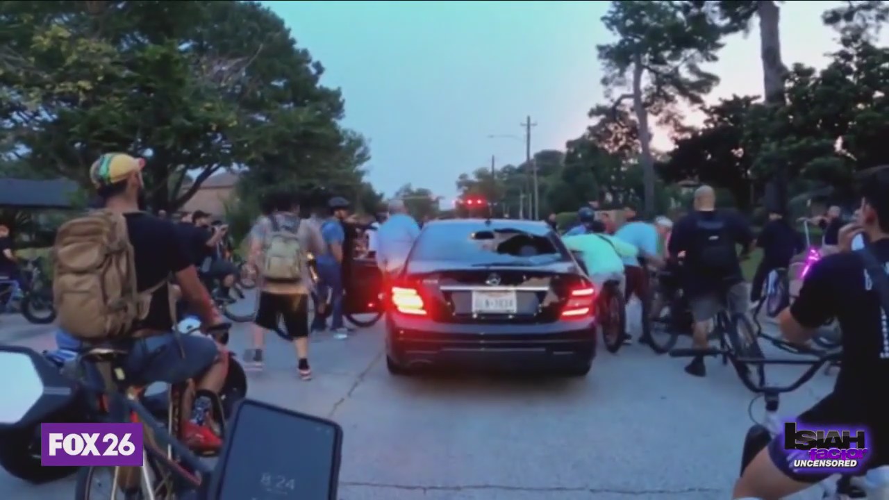 Cyclists caught on camera attacking man's vehicle