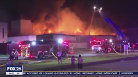 Humble crews battle large warehouse fire
