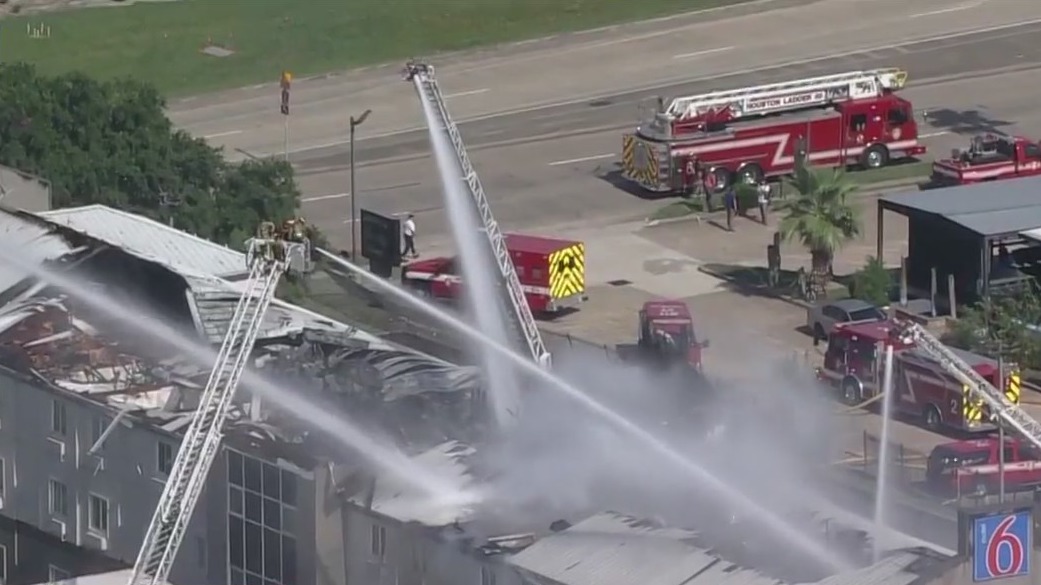 Houston hotel fire: Firefighters continuing to extinguish fire at Motel 6