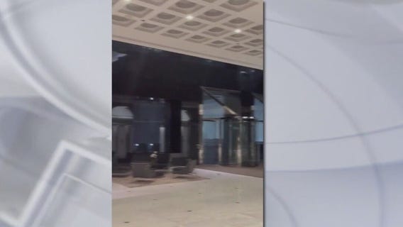 Video of storms from inside Downtown Houston building