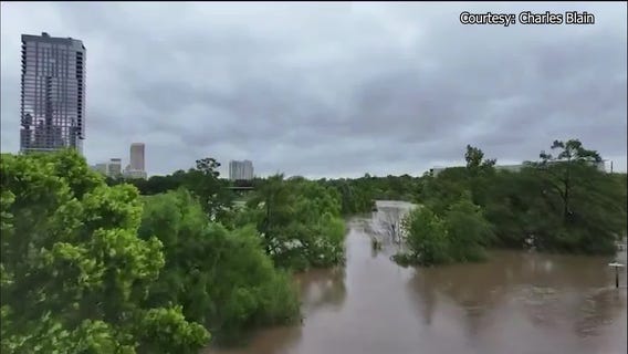Drone video showing flooding in Houston