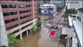 Drone video showing flooding in Houston