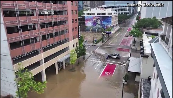 Drone video showing flooding in Houston
