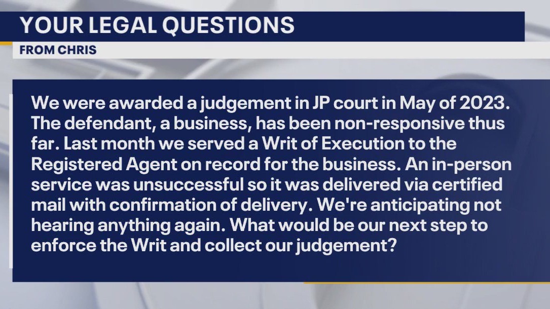 Your Legal Questions; Executing a judgement, deceptive advertising. taxes