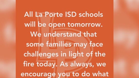 La Porte ISD: Schools open despite fire
