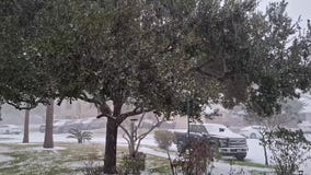 Snow falls in Pearland, Texas