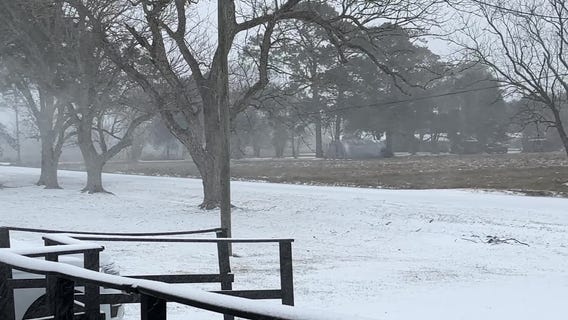 Wind and snow in Hankamer, Texas