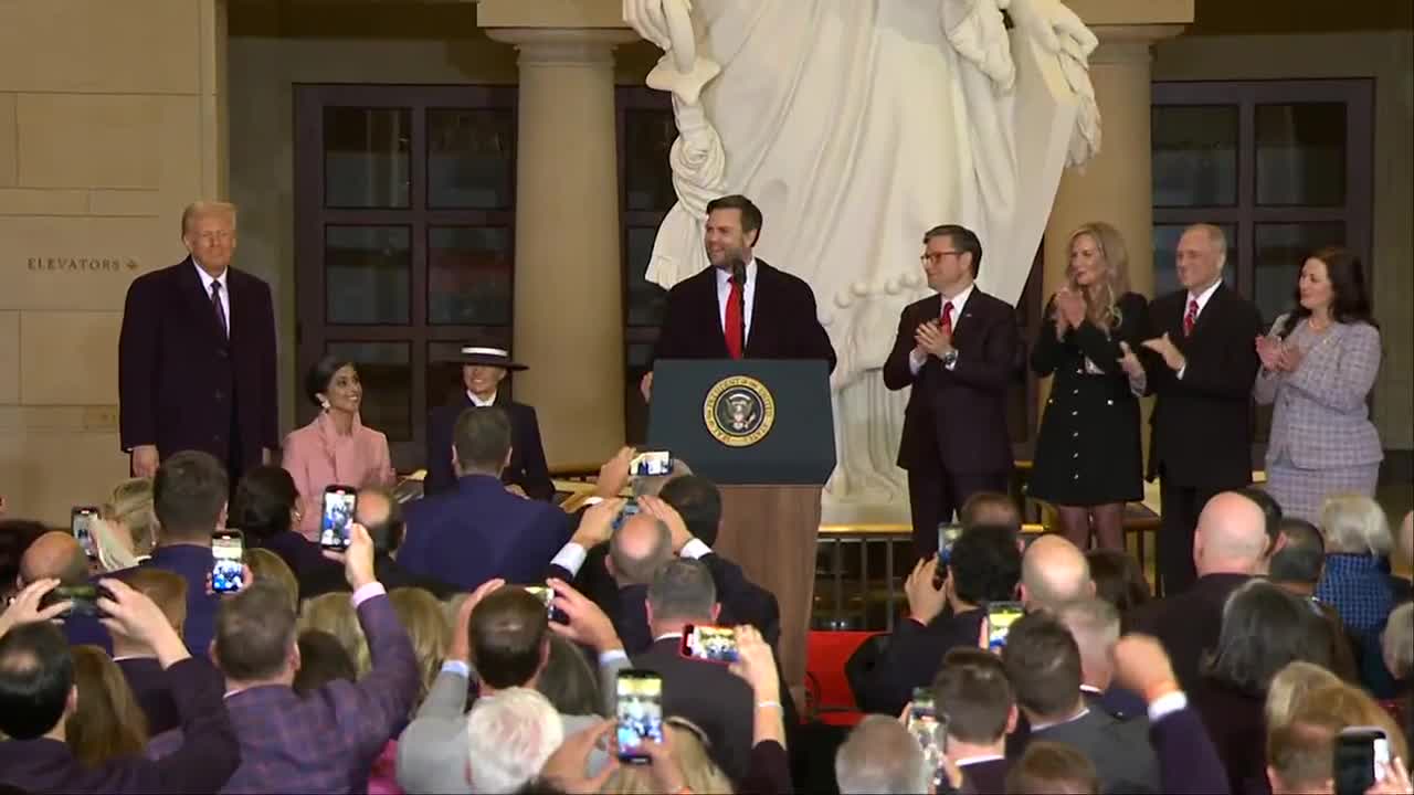 Pres. Trump addresses supporters after inauguration
