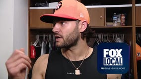 Astros' Lance McCullers reacts after first bullpen session