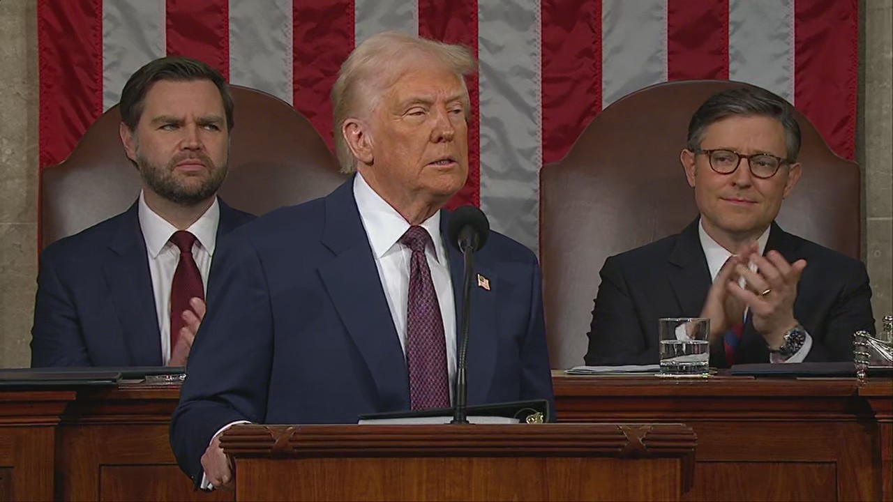 President Donald Trump addresses tariffs in speech to Congress