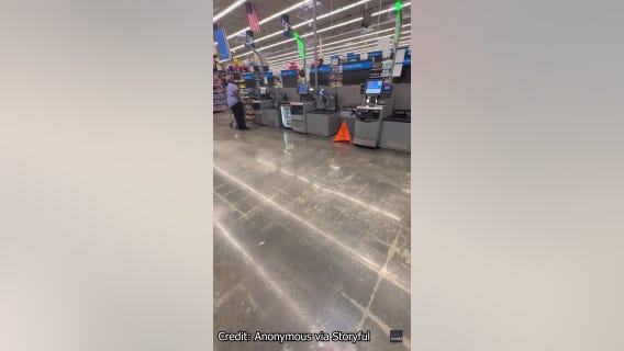 Walmart Horses: Four people go for a ride in Baker, Louisiana store