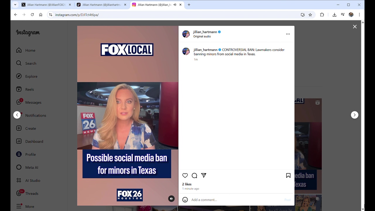 Texas bill to ban minors from social media