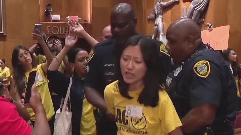 Protesters removed from Houston council meeting