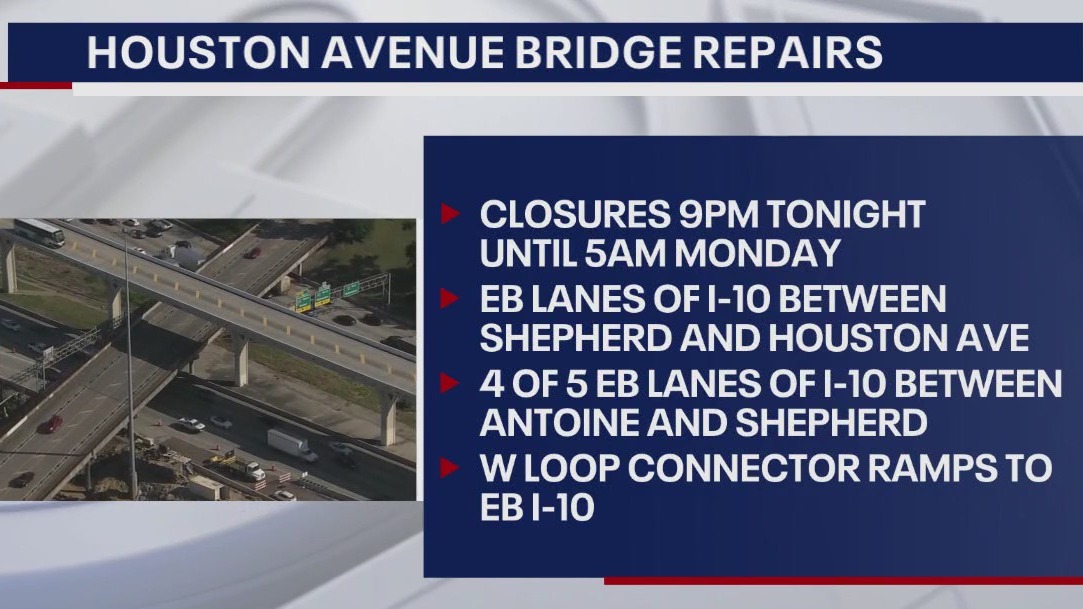 Weekend I-10 closures due to Houston Ave Bridge repairs