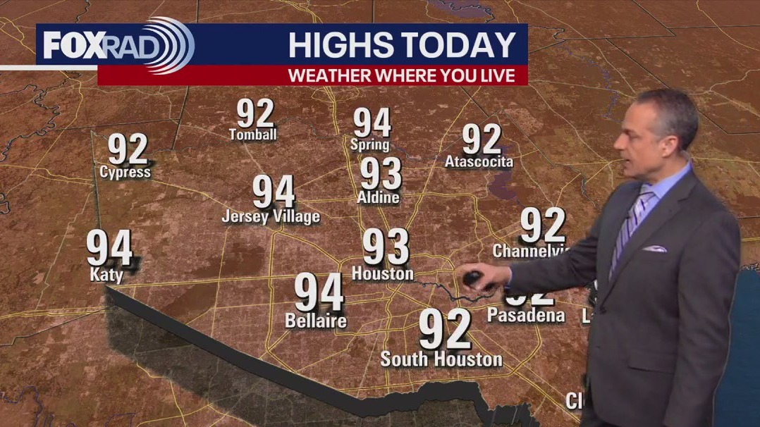 Houston weather: Very warm Tuesday in the 90s
