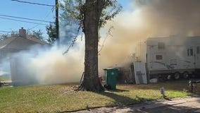 Shed in Pasadena trailer park catches fire