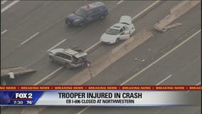 MSP trooper hurt in accident, part of I-696 closed