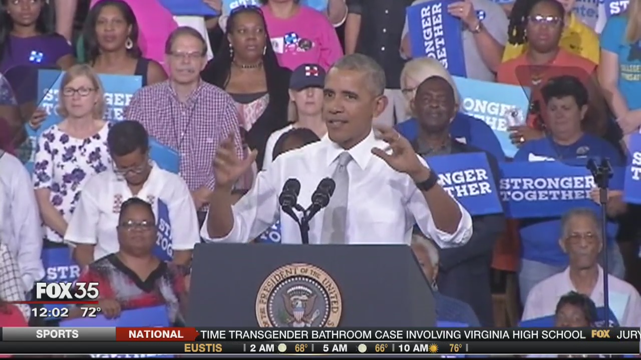 President Obama campaigns for Clinton at UCF