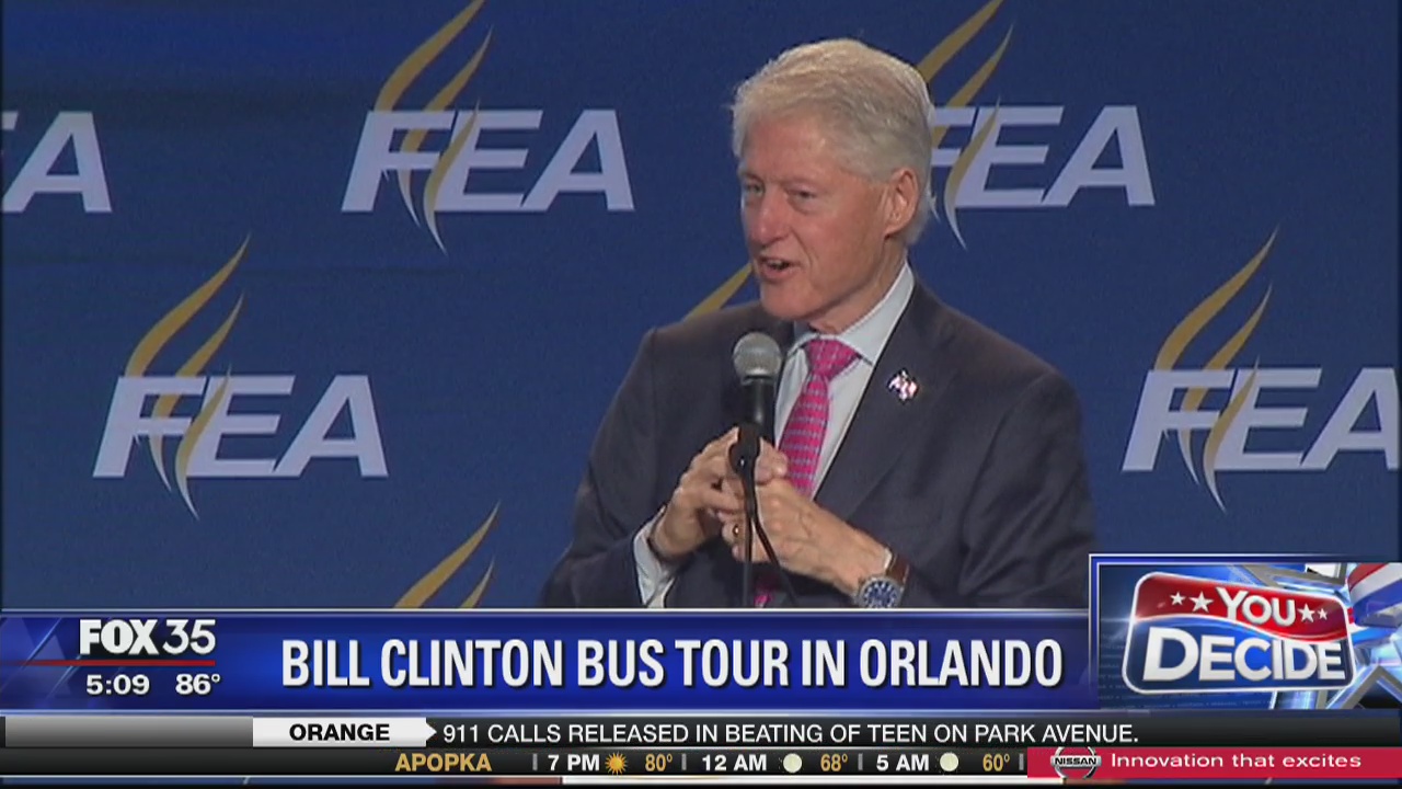 Bill Clinton kicks off Florida bus tour in Orlando